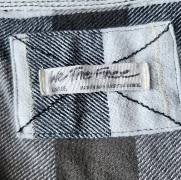 We The Free/Free People Izzy Cargo Plaid Flannel Shirt Size Large - Picture 7 of 10
